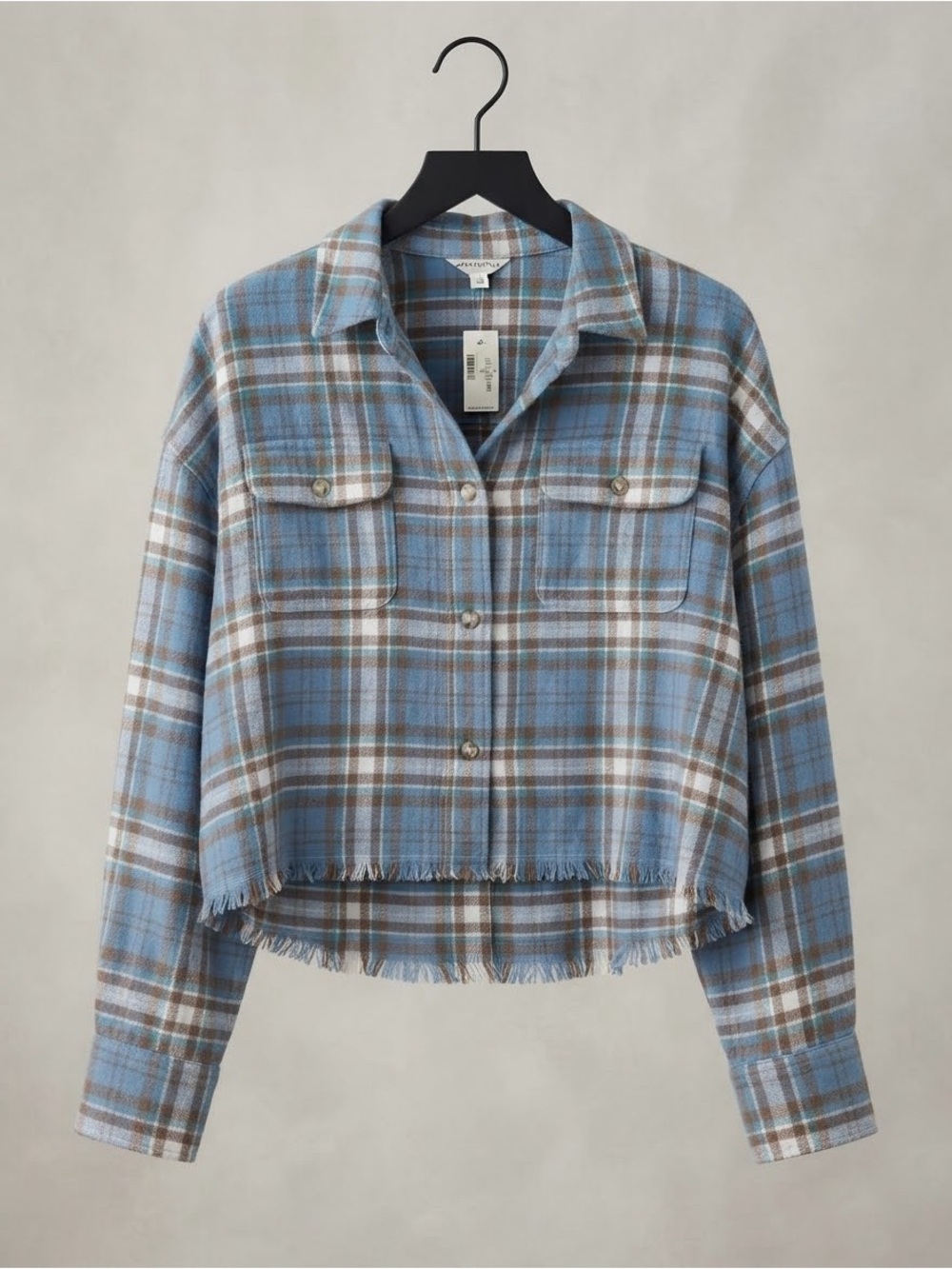 Aeropostale Light Blue & Brown Plaid Button-Down Shirt